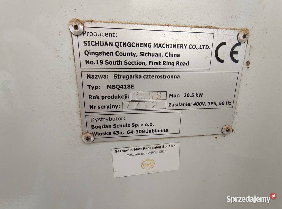Strugarka czterostronna MBQ 418E Jelenia Góra