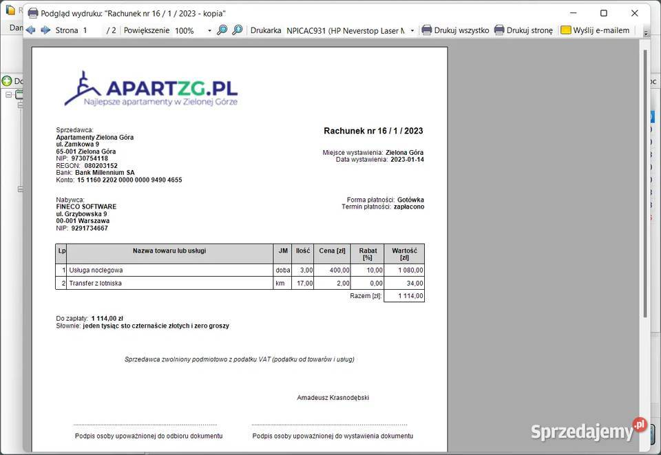 Program do wystawiania rachunków bez VAT polski łódzkie Łódź