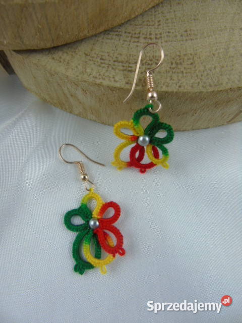 Kolczyki frywolitkowe różne wzory i kolory Rękodzieło Wiśniowa