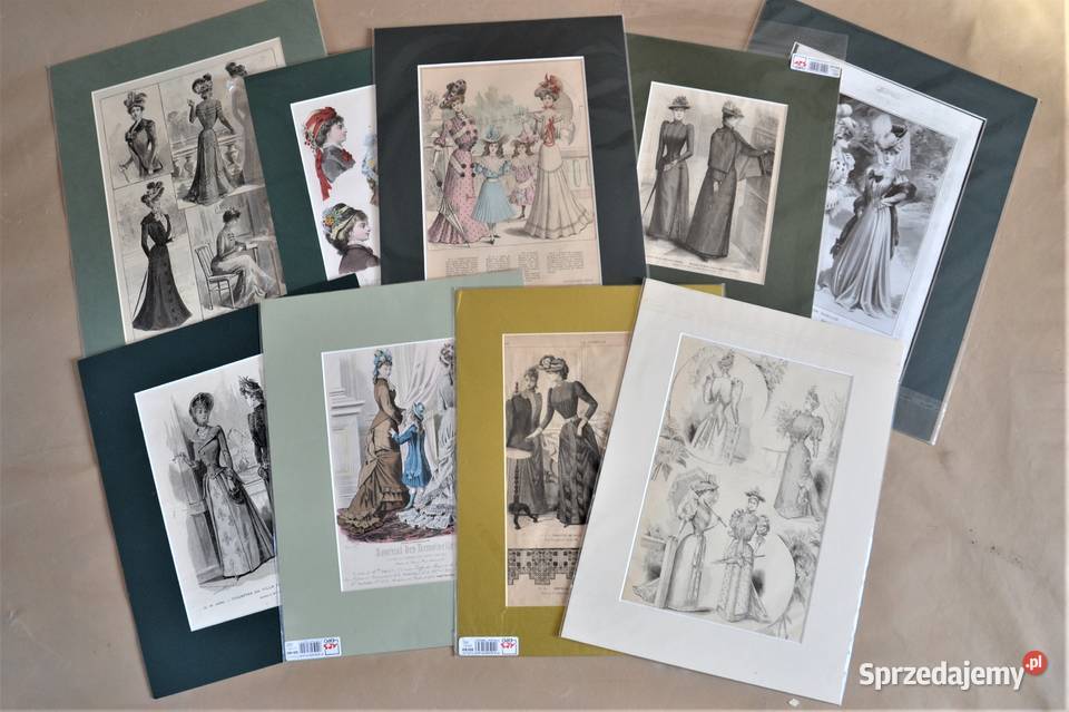 Drzeworyty litografie Świat Mody Francja XIXw mazowieckie Warszawa