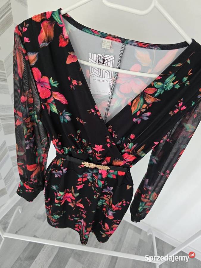 Sukienka Rękawy z siatki egzotyczne kwiaty śląskie sprzedam