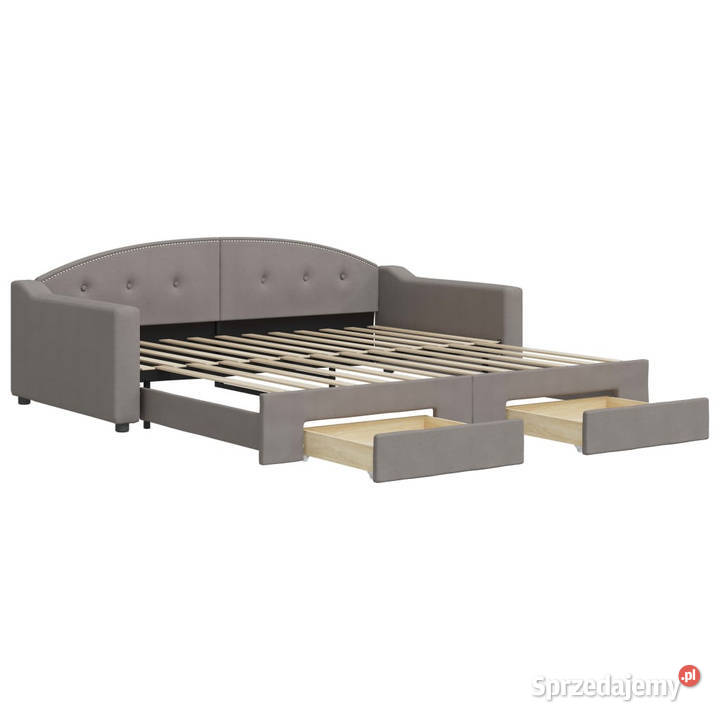 Sofa rozsuwana z szufladami taupe tkanina Łóżka Warszawa