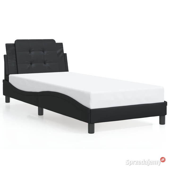 Rama łóżka z LED czarna sztuczna skóra 90x190 mazowieckie Warszawa sprzedam
