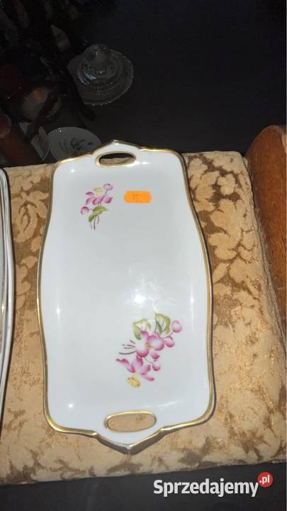 Patera z białej porcelany ze złotem Matowy spód Gdańsk sprzedam