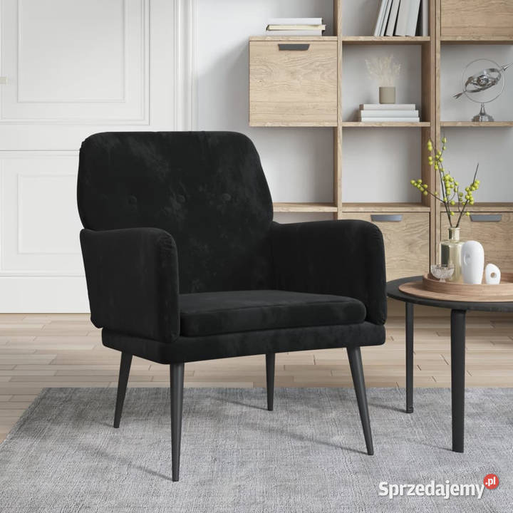 Fotel czarny 62x79x79 obity aksamitem WM351409 Fotele Warszawa