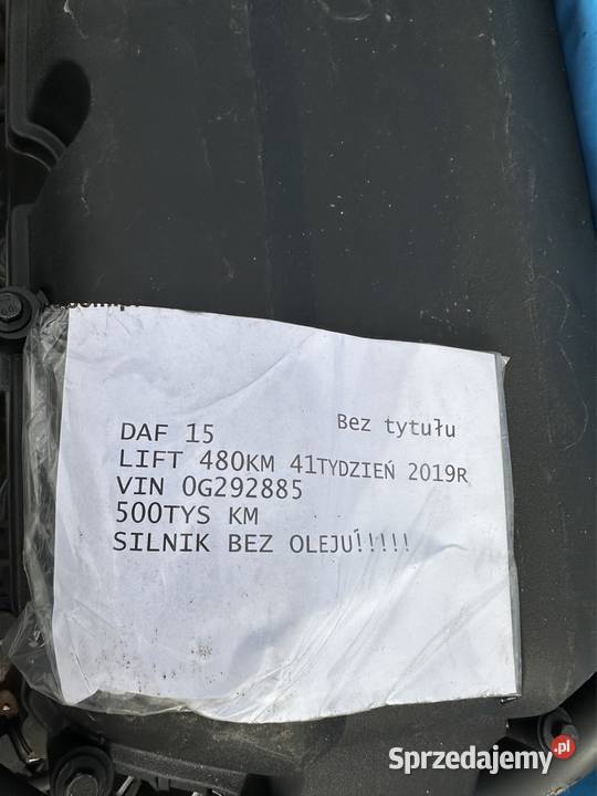 Silnik daf Xf 106 euro6 480 lift 2019 przebieg Siedlec