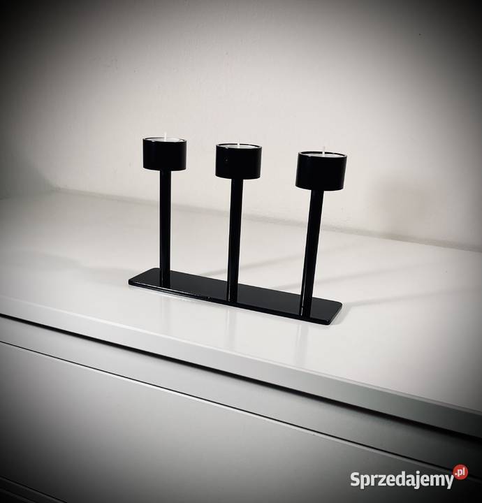 Świecznik trójramienny na tealighty czarny Warszawa