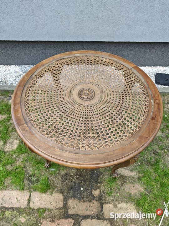 Okrągły stolik kawowy z rafią Stoliki kawowe i ławy dolnośląskie Lubań