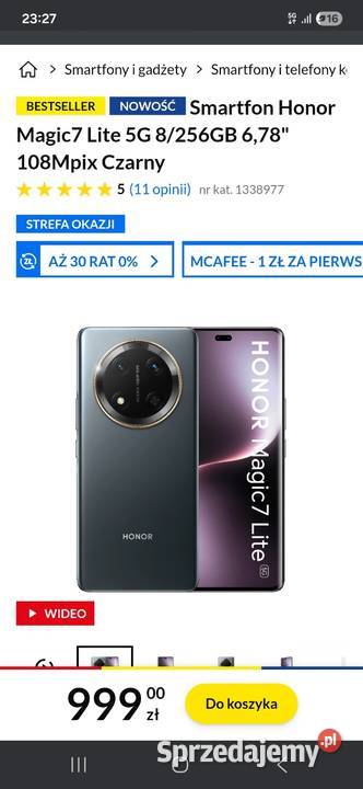 Nowy zaplombowany honor magic 7 lite 8256 Odbiór Pilchowice