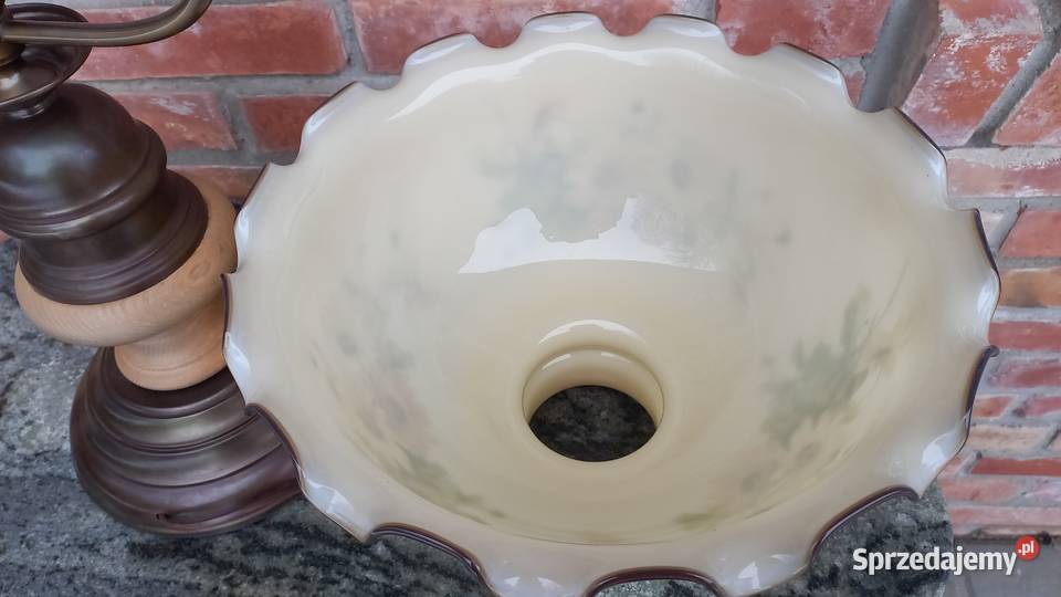 Lampka drewniana mosiężna metalowa ze szklanym zachodniopomorskie Gawroniec sprzedam