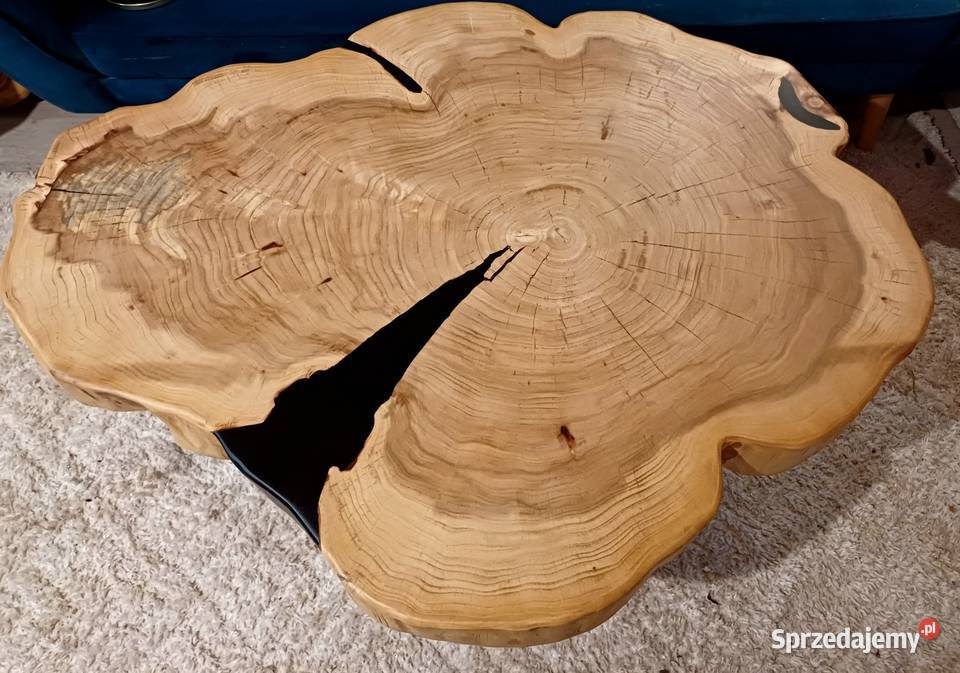 Stolik kawowy 100x80 PIĘKNY OKAZ LIVE EDGE