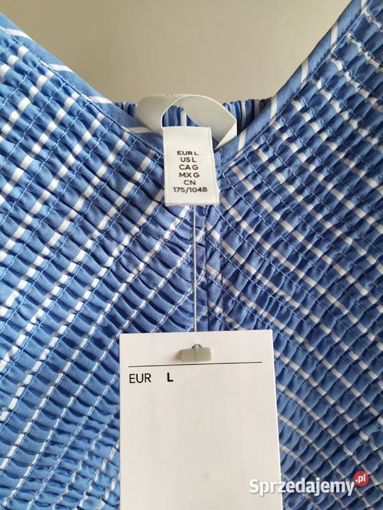 Sukienka niebieska HM L XL bawełniana Paski Koszalin