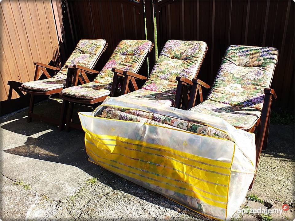 Komplet Krzesło Leżak ogrodowy składany Poduszki tworzywo sztuczne Żary