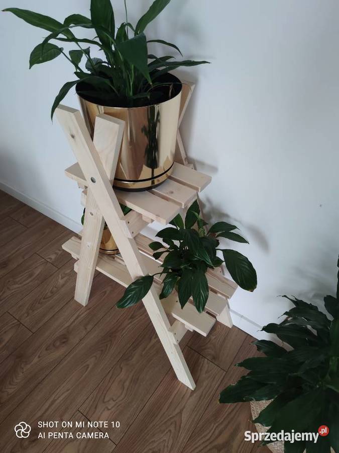 Kwietnik drewniany drabinka na kwiaty łódzkie
