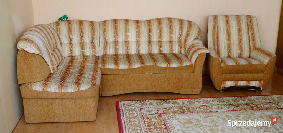 fotel duży brązowy komplet z narożnikiem sprzedam