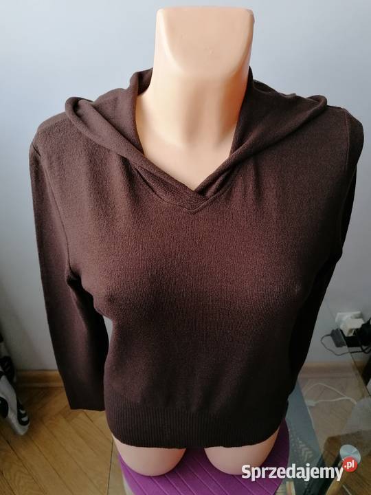 NOWY DAMSKI BRĄZOWY SWETER Z KAPTUREM ELLA R LXL brązowy/beżowy Łódź sprzedam