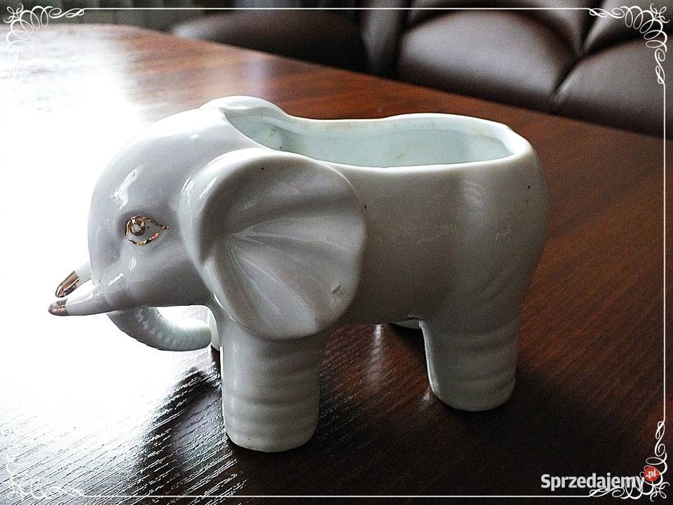 Porcelanowy Słoń Osłonka na doniczkę Żary
