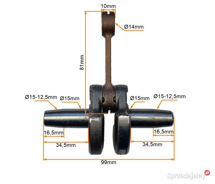 WAŁ KORBOWY POCKET BIKE typ 406 SWORZEŃ 10mm