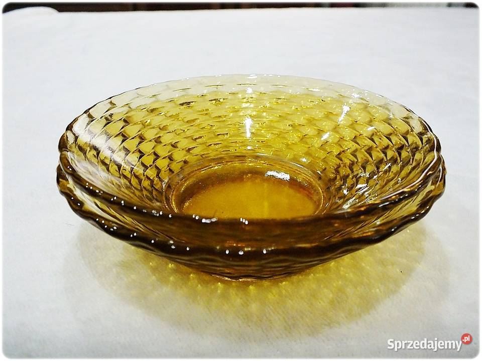 Dwie Salaterki Małe Miseczki Miodowe Huta Szkła Żary