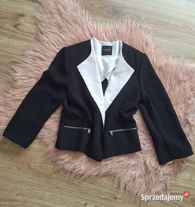 SPrzepiękna krótka ciemna marynarka żakiet niebieski Marynarki i żakiety Kraków sprzedam