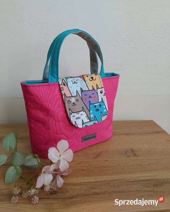 Różowa Torebka Koszyk w KOTKI handmade kolorowy Torby i torebki Kraków