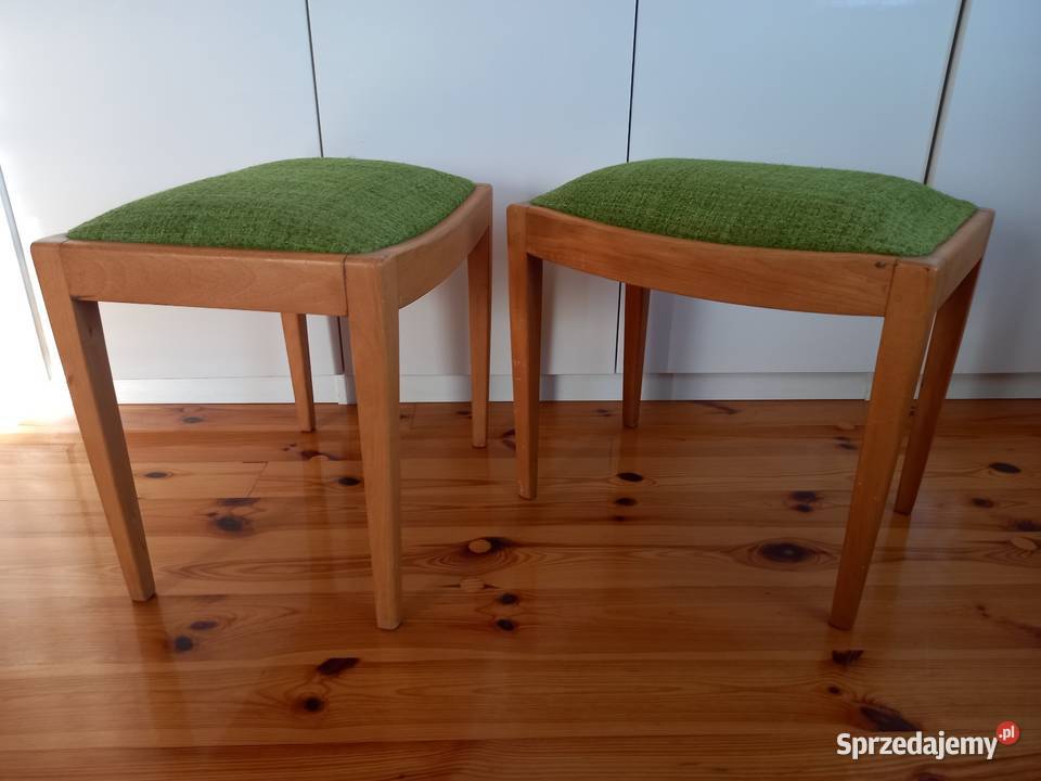Stare taborety stołki podnóżki na sprężynach PRL Rawicz