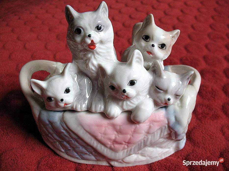 Kot rodzina cudownych kotów porcelana 14 x 16 x Siedlce