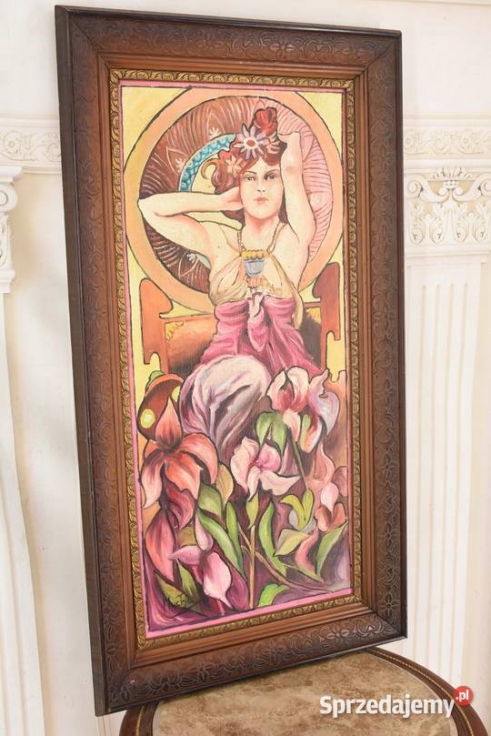 Alfons Mucha Dama Kameliowa Portret z Kwiatami 2 Kraków