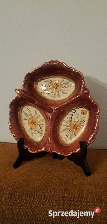 porcelanowa patera ręcznie malowana sygnowana Warszawa