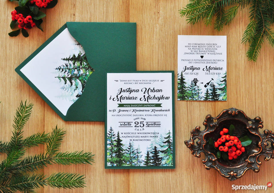 Wyjątkowe zaproszenia ślubne Greenery Stardust Białystok