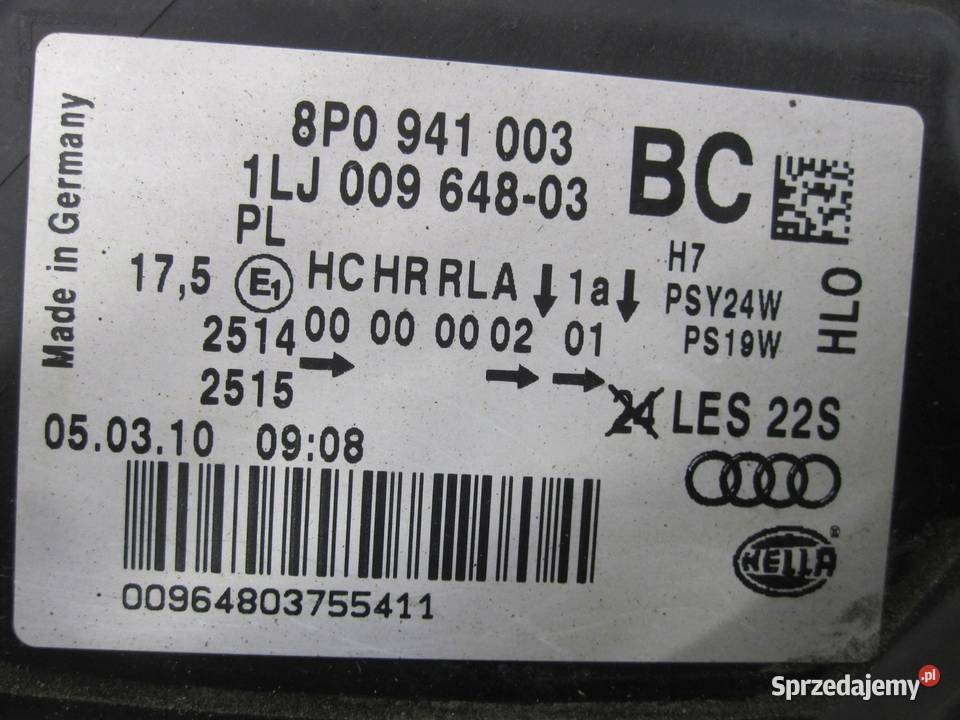 AUDI A3 SPORTBACK 8PA 10r lampa lewa przód świętokrzyskie Kielce