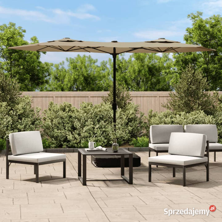 Podwójny parasol ogrodowy z LED taupe 316x240 sprzedam