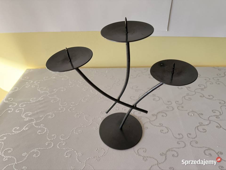 Metalowy świecznik na 3 świece Vintage elegancki szary Czerwionka-Leszczyny