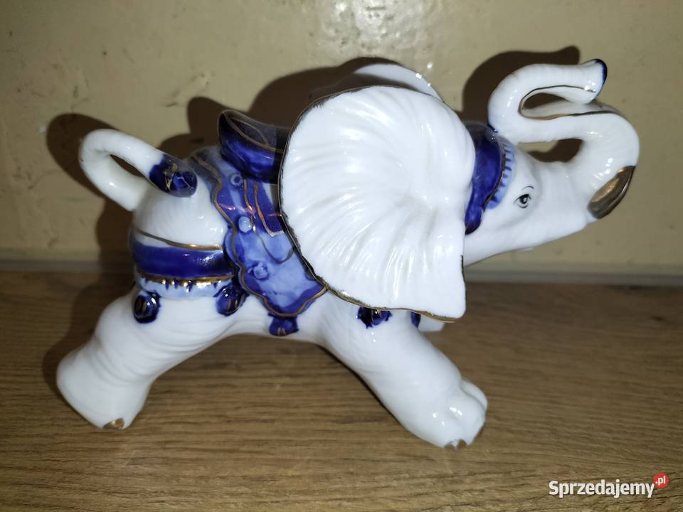 DUŻY SŁOŃ SZCZEŚCIA ŚLICZNY porcelanowy Wrocław