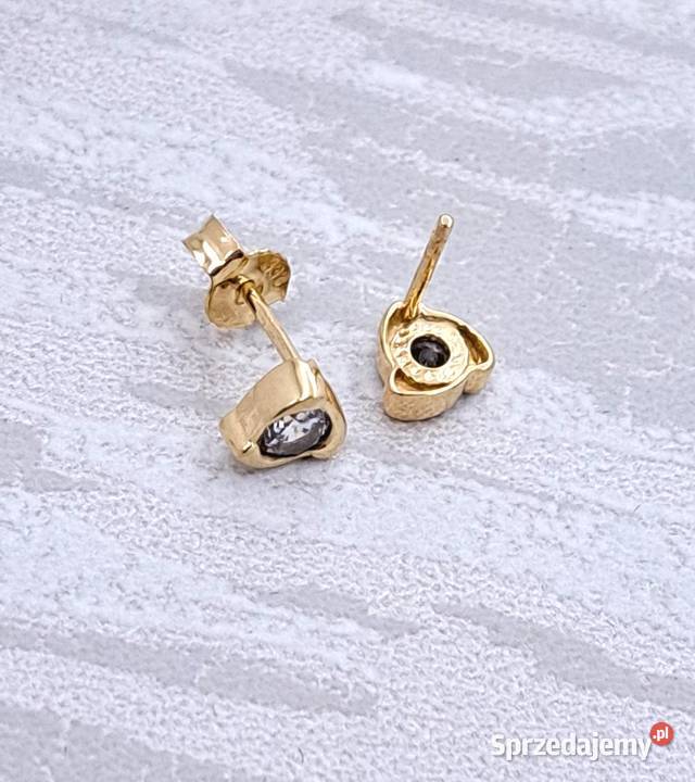 Kolczyki Złote pr333 z jednym kamieniem sztyft Poznań