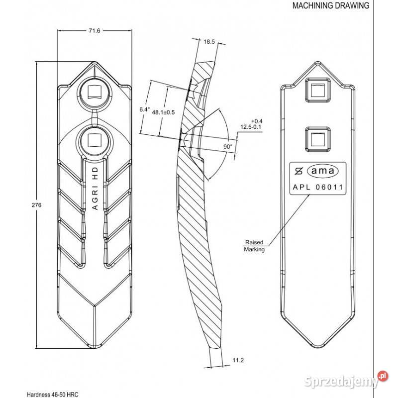 Dłuto UNIA dwuotworowe APL06011 Do maszyn uprawowych Kamionna