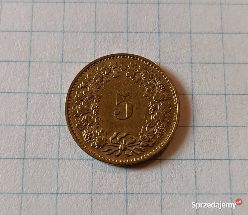 5 RAPPÓW 5 CENTYMÓW 1985 SZWAJCARIA Numizmatyka Piszczac