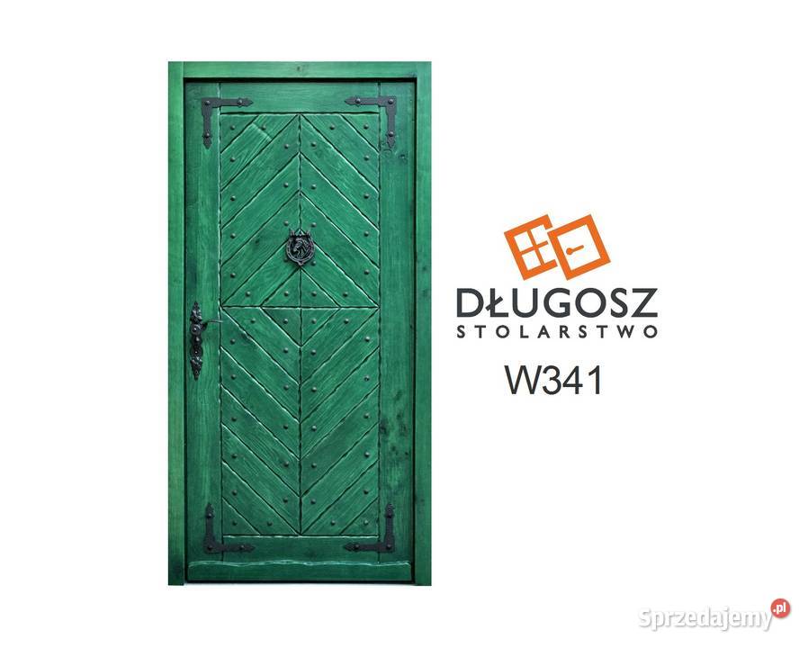 Drzwi DŁUGOSZ drewniane zewnętrzne wiejskie opolskie Kotórz Mały