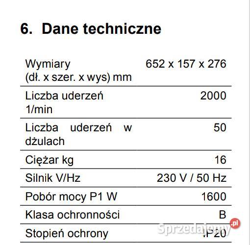 Młot wyburzeniowy 50j 1600W WYNAJEM Dąbrowa Górnicza