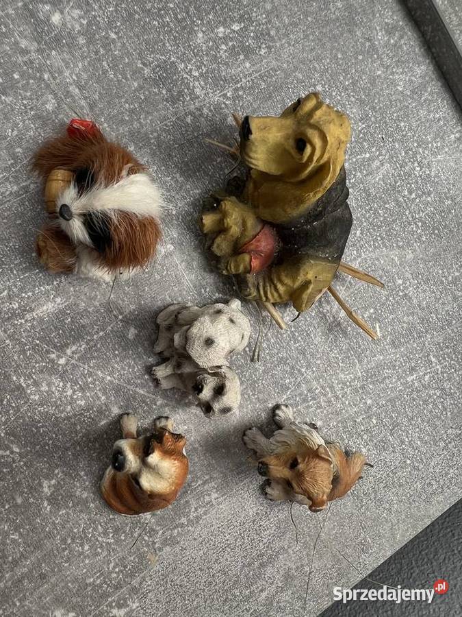 Zestaw 5 figurek zwierzątek piesków psy figury podkarpackie