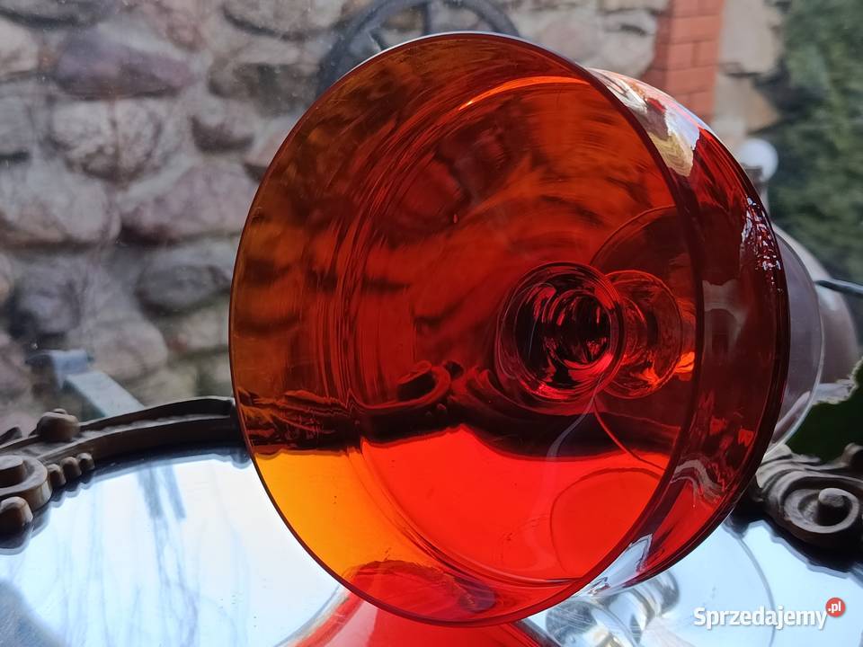 Owocarka na stopie czerwono pomarańczowa Porcelana i szkło Porcelana i szkło