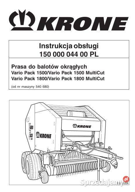 Krone Vario Multicut 1500 1800 instrukcja Poradniki, albumy i reportaże Kielce