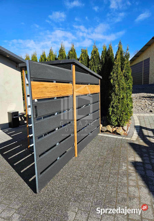 Wiata śmietnikowa 12x2 m Antracyt złoty dąb ID54