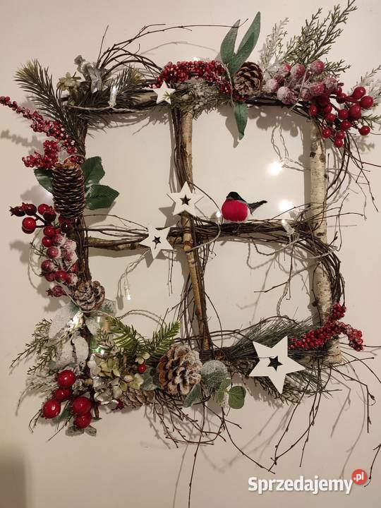 Ramka dekoracyjna okienko zimowe czerwony Sosnowiec