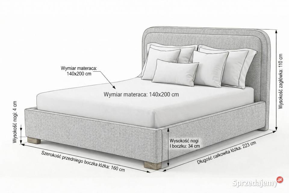 MARCUS 140x200 łóżko tapicerowane pojemnik na Wrocław