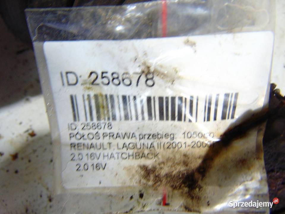 PÓŁOŚ PRAWA RENAULT LAGUNA II 20 16V 8200379208 osobowe wielkopolskie