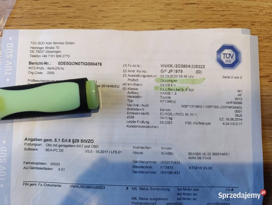 Toyota Yaris 13 benzyna 2014r 5 drzwi udok