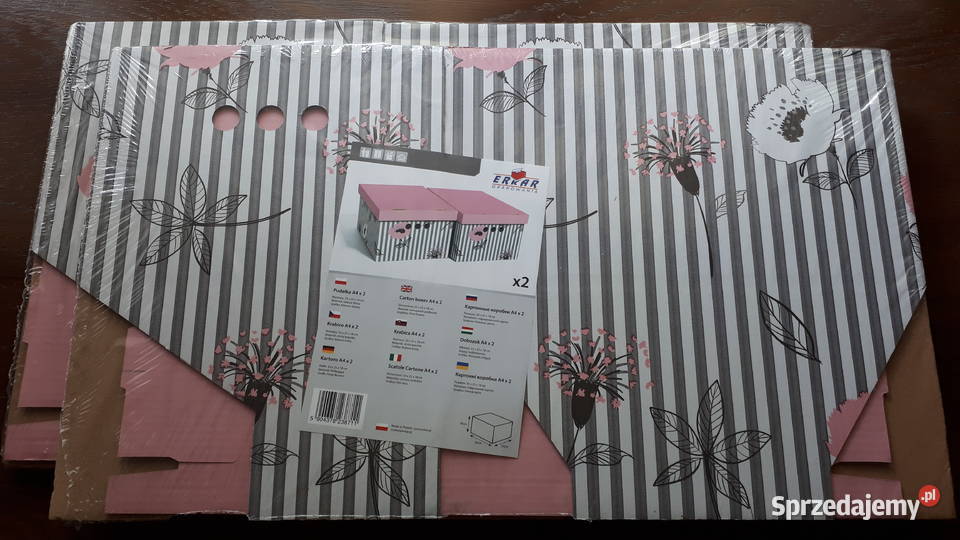 Pudełka tekturowe A4 2 x 2 sztuki różowe kwiaty wielokolorowy Rybnik sprzedam