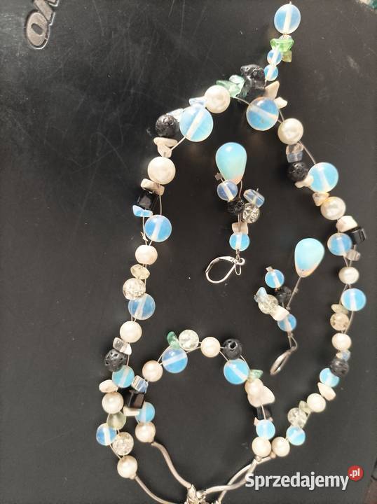 Komplet opale lawa szkło posrebrzane Częstochowa sprzedam