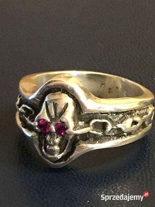 Pierścień srebrny pr 925 z symboliką czaszki z Warszawa sprzedam